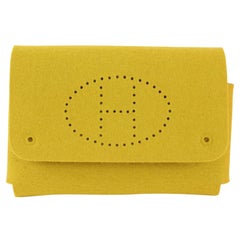 Hermès Yellow Perforated Felt Mini Evelyne Flap Pouch Accessory 1029h54