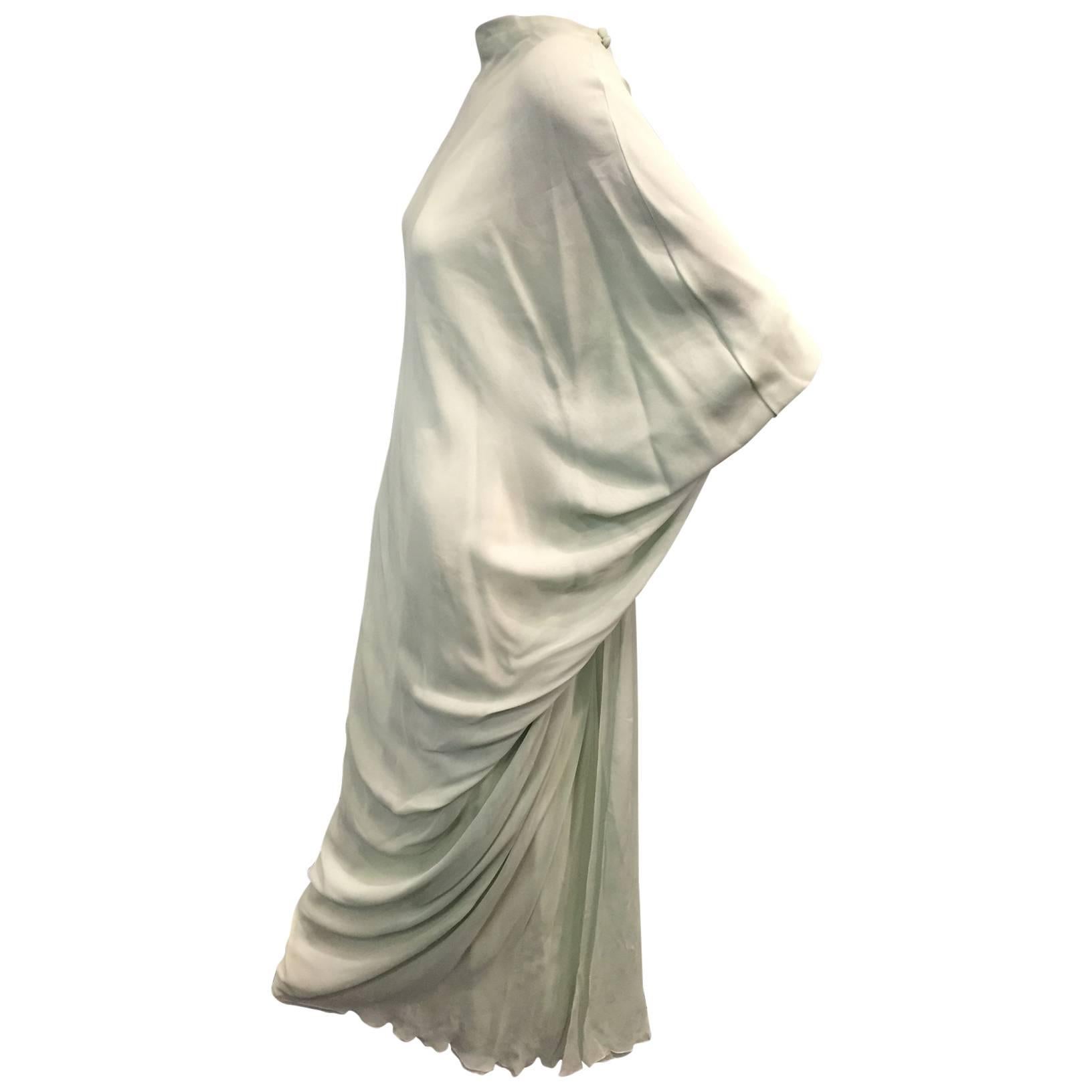 1960s Stavropoulos Seafoam Green 6-Layered Silk Chiffon Goddess Gown