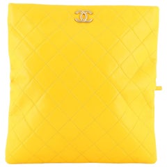 Chanel CC Foldover Clutch Quilted Lambskin Large