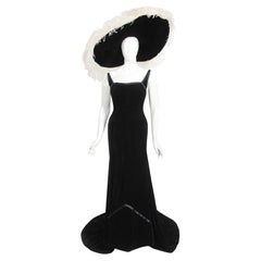 Vintage 1967 Don Loper Couture für Barbra Streisand Schwarzes Sanduhr-Kleid & Hut