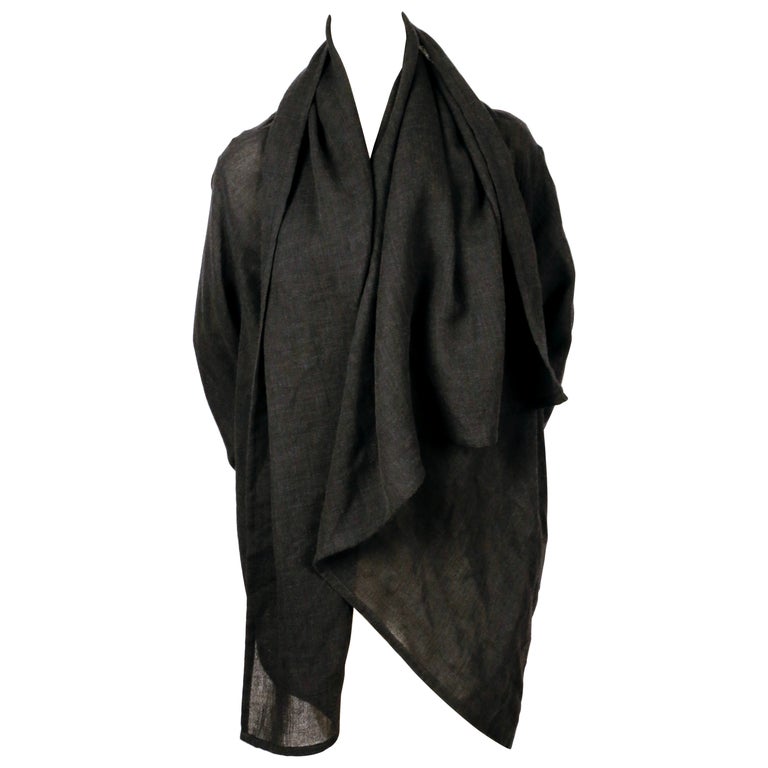 1980's ISSEY MIYAKE Plantation charcoal wool draped wrap jacket For ...