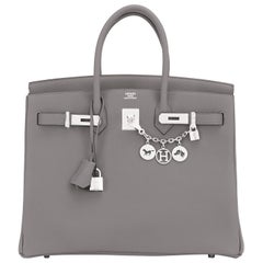 Hermes Birkin 35cm Gris Meyer Togo Grey Palladium Hardware Bag U Stamp, 2022