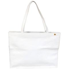 Lancel, Paris White Leather Alligator Pattern Tote, Never Used 2