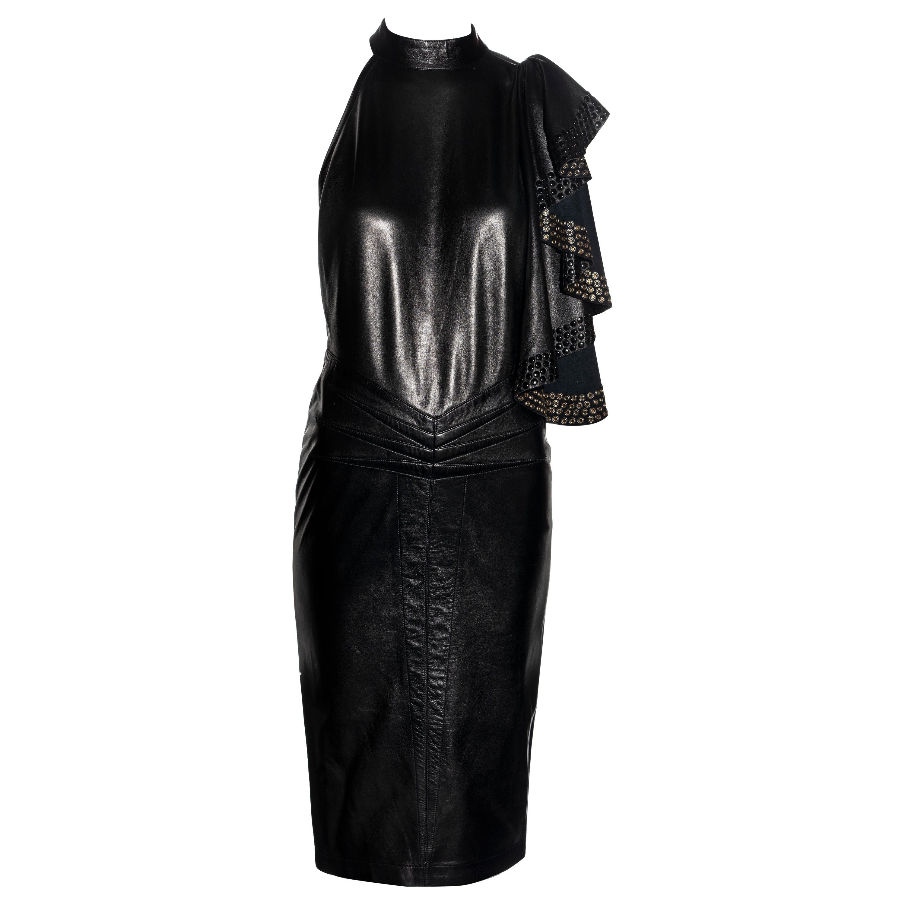 Azzedine Alaia black leather eyelet-embellished dress, ss 1981