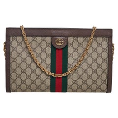 Gucci Beige/Ebony GG Supreme Canvas and Leather Medium Ophidia Shoulder Bag