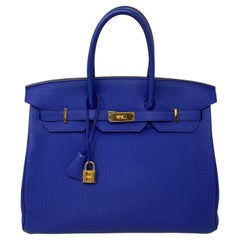 Hermes Blue Electrique Birkin 35 Bag 