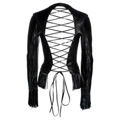 Gianni Versace black leather open-back jacket, ss 2002