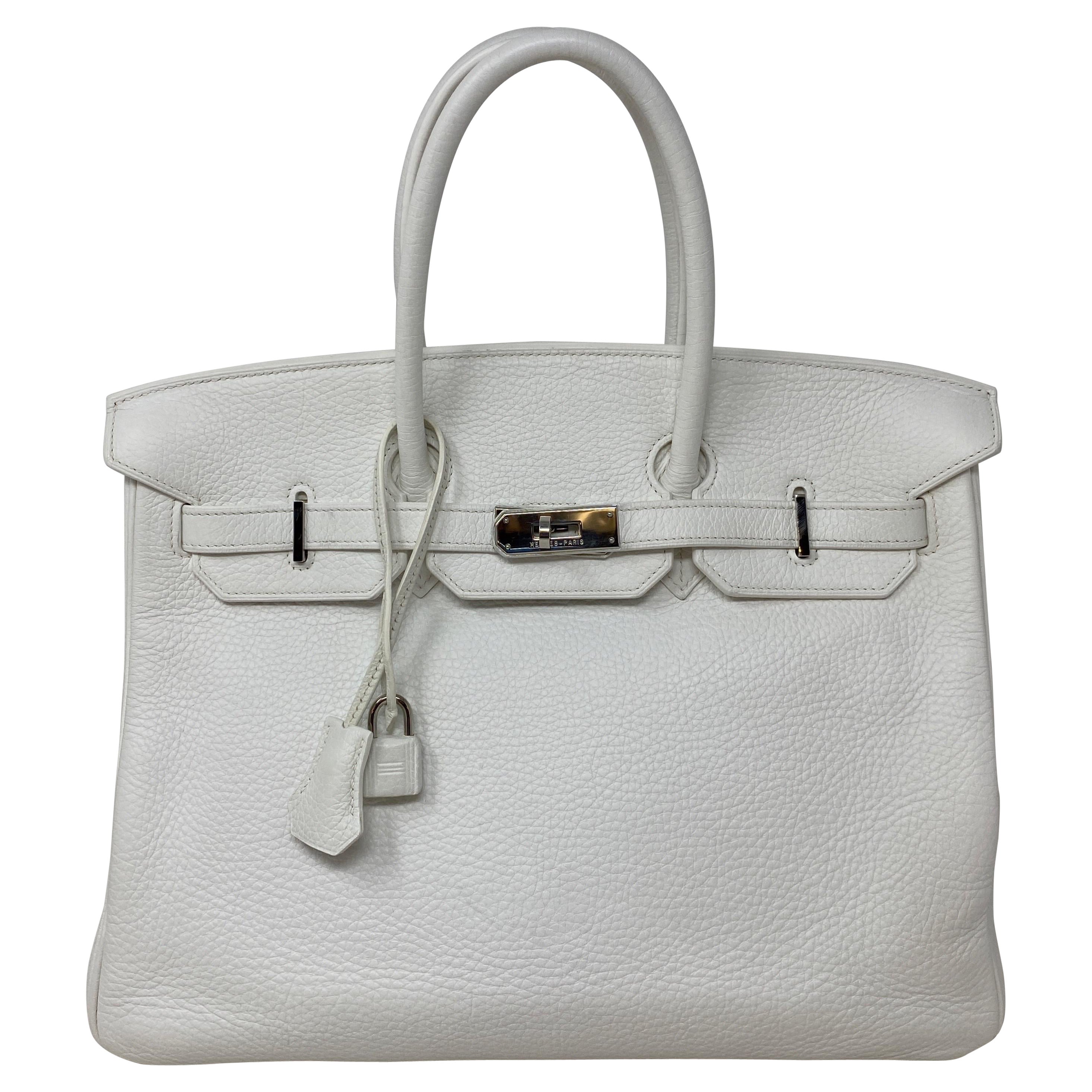 Hermes White Birkin 35 Bag 