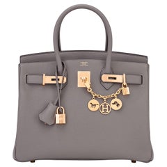 Hermes Birkin 30cm Gris Meyer Rose Gold Grey Togo Bag U Stamp, 2022