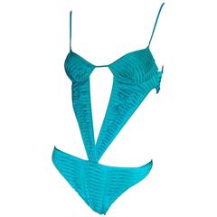 The Most Heavenly Tom Ford Gucci SS 2004 Runway Collection Aqua Blue Swimsuit!