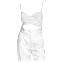That Famous Tom Ford For Gucci SS 2001 Runway White Silk Bra Top & Cargo Pants!