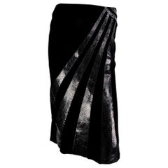  Vintage Versace F/W 2000 Black Leather Suede Skirt with Python Detail It. 40