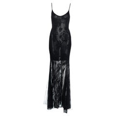 Christian Dior by John Galliano black viscose knit lace evening dress, ss 2002