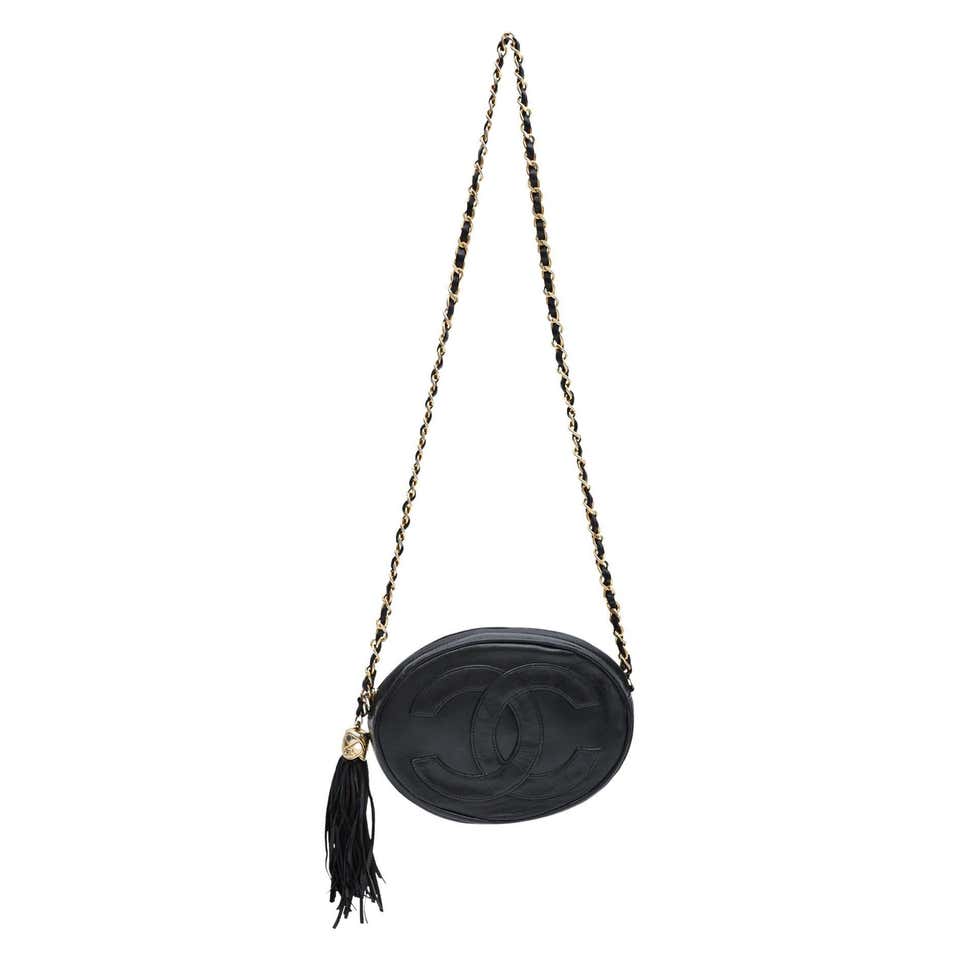 Chanel Vintage Lambskin Round Tassel Crossbody Bag Black (Circa 1990 ...