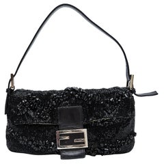 Fendi Black Beaded Embellished Baguette Bag