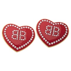 Balenciaga Plexiglass and Strass Red Heart Crush Earrings