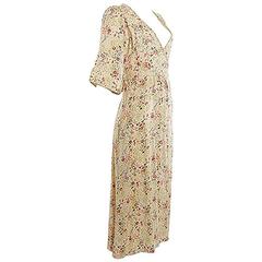 1970's Vintage Saint Michael's Pretty Floral Cotton Wrap Dress Size UK 8