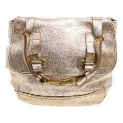 Yves Saint Laurent Metallic Gold Leather Besace Shoulder Bag