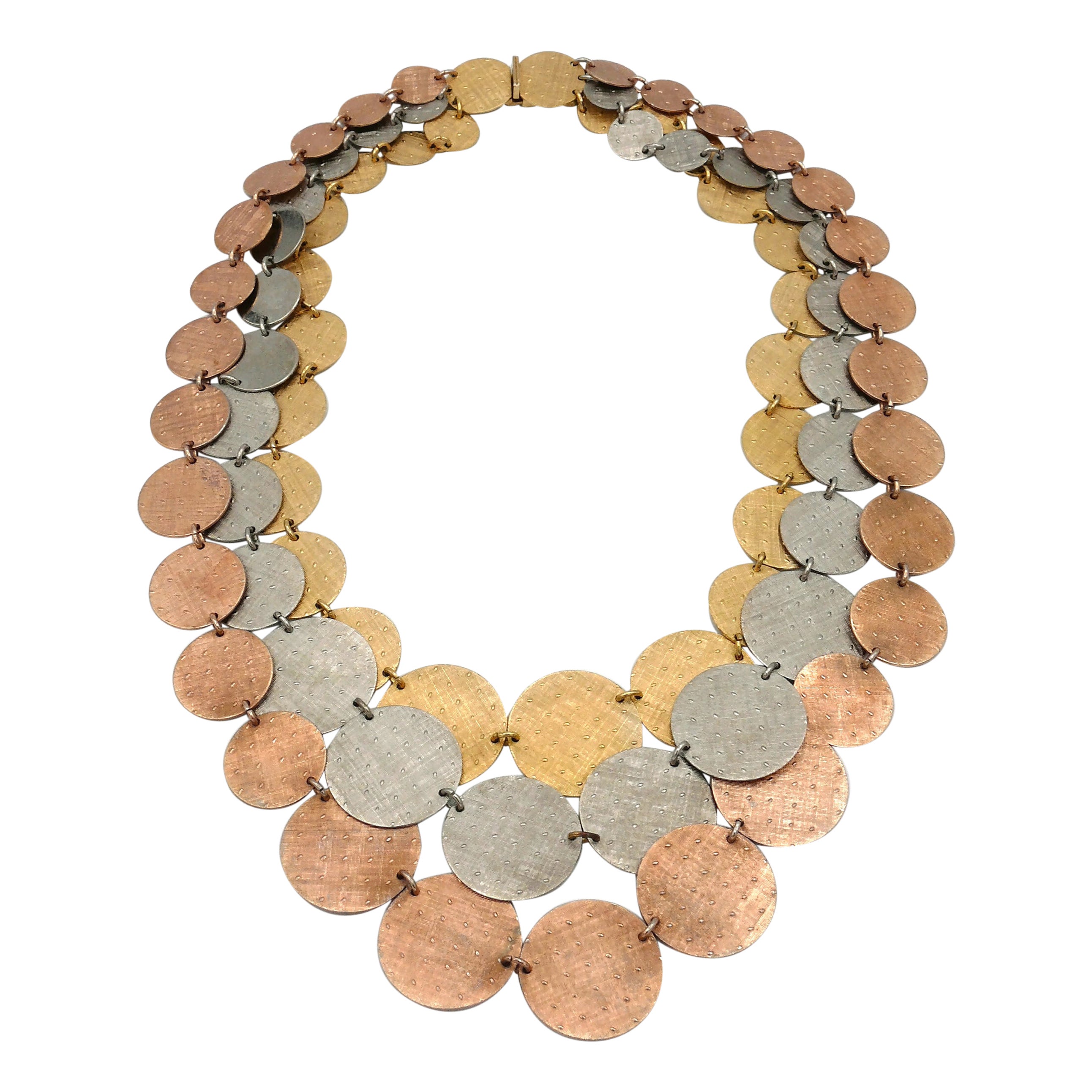 Christian Dior Vintage Three Strand Disc Necklace, 1966 For Sale