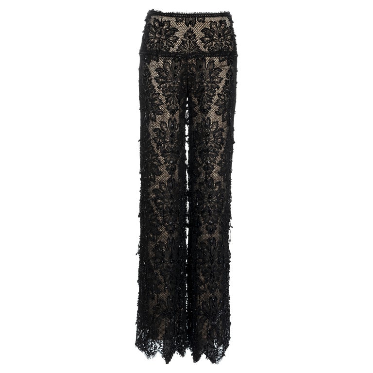 Gianfranco Ferré black beaded lace evening pants, ss 2002 For Sale at ...