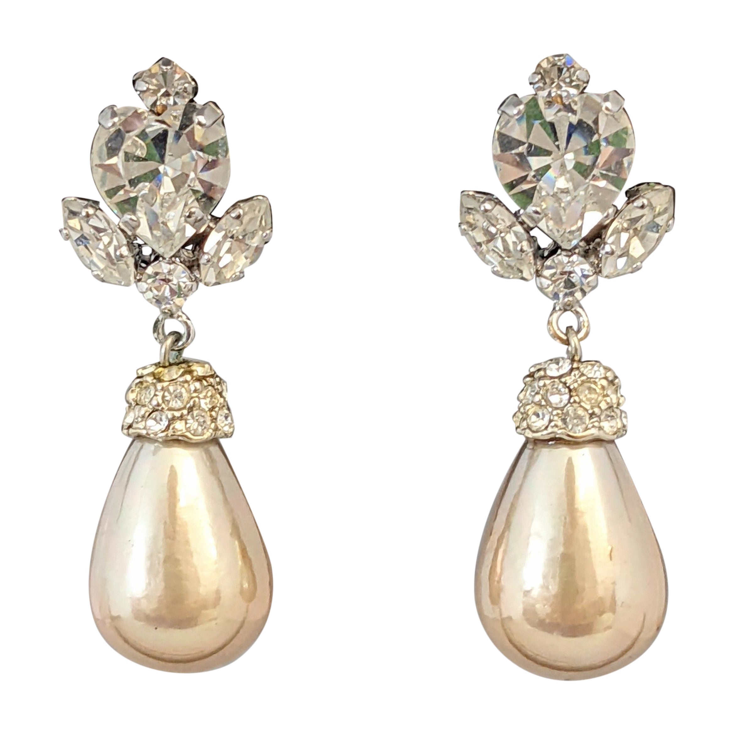 Heart Shaped Crystal Earrings, B. Cook, London