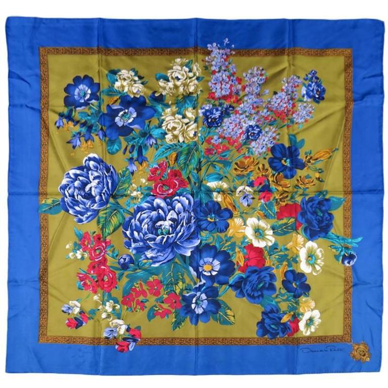 Vintage OSCAR DE LA RENTA Blue Silk Scarves at 1stDibs