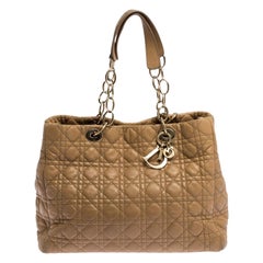 Dior Beige Cannage Quilted Leather Large Shopper Tote