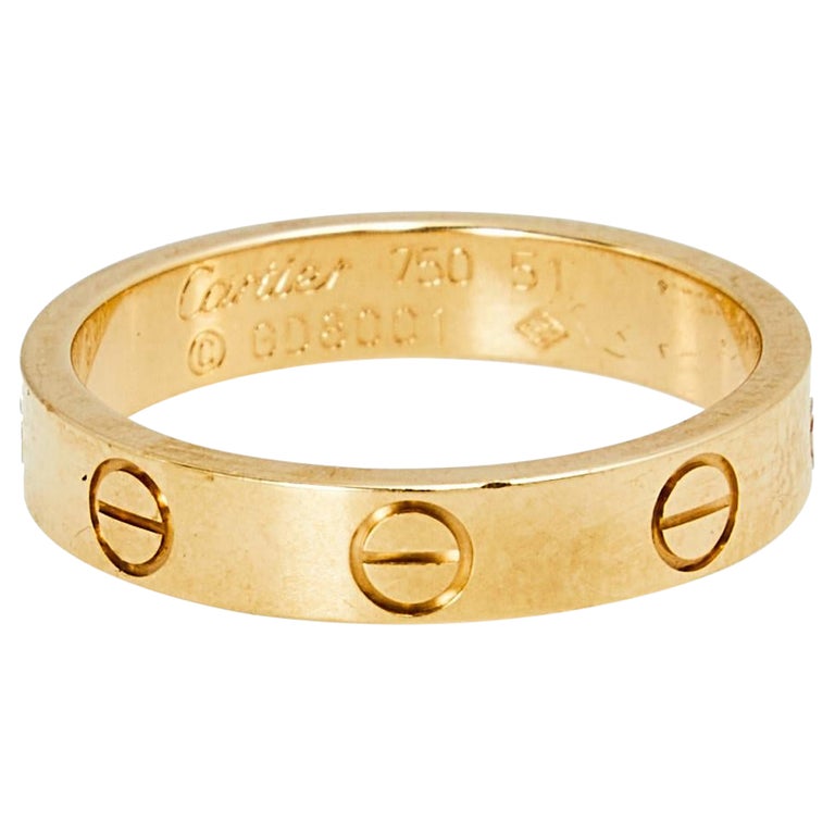 Cartier Love 18K Rose Gold Narrow Wedding Band Ring Size 51 at 1stDibs