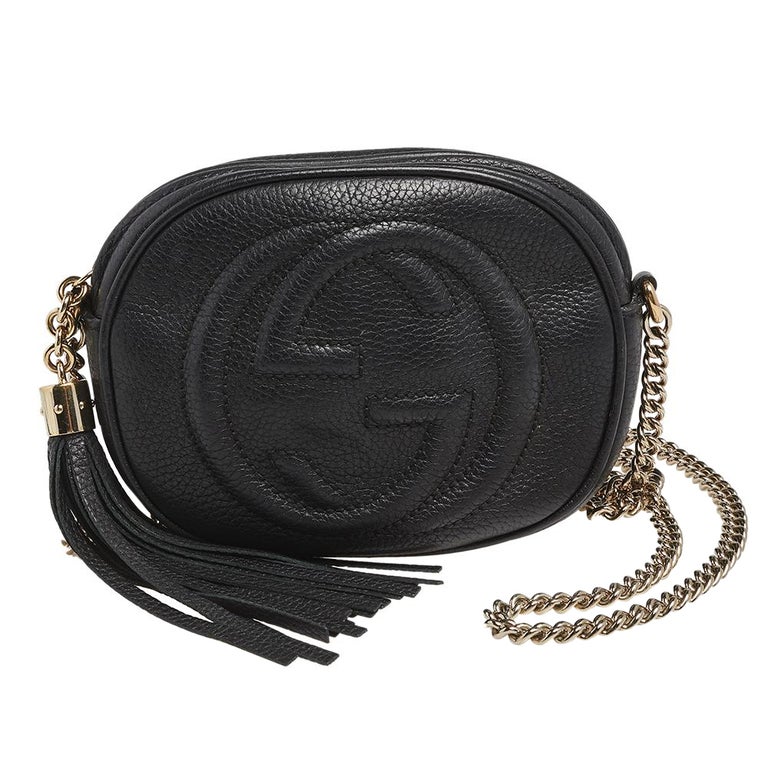 Gucci Black Leather Mini Soho Disco Chain Crossbody Bag at 1stDibs