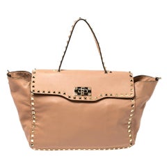 Valentino Pink Soft Leather Rockstud Top Handle Bag