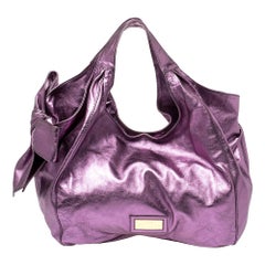 Valentino Metallic Purple Leather Nuage Bow Tote