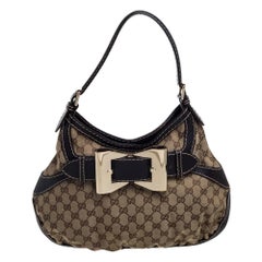 Gucci Beige/Brown GG Canvas and Leather Medium Queen Hobo