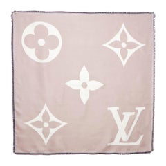 Louis Vuitton Rose Giant Id Silk Square Scarf