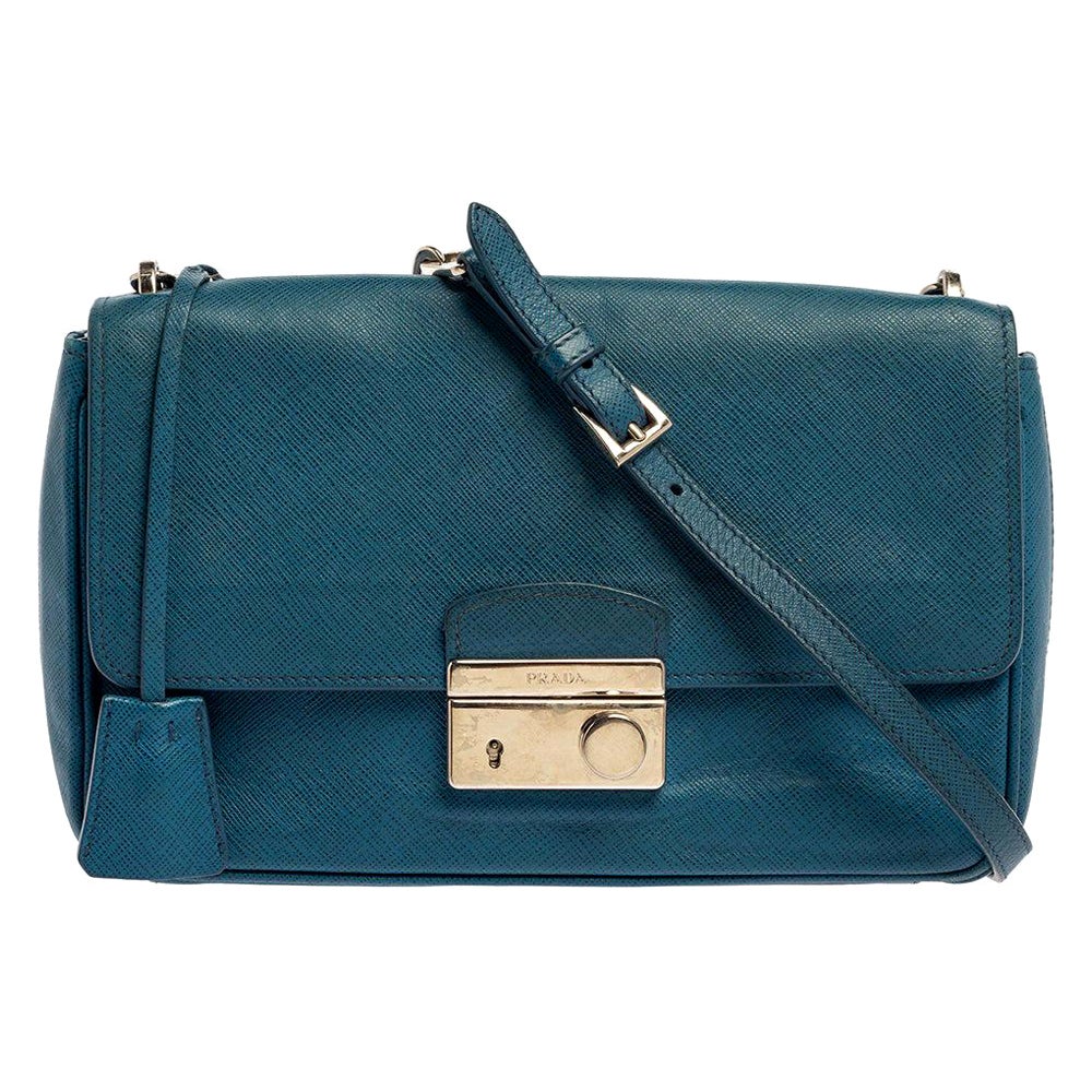 PRADA Voyage blue Suffiano Lux leather BL0095 SCARLATTO Shoulder Bag at