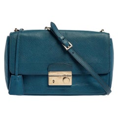 Prada Blue Leather Shoulder Bag