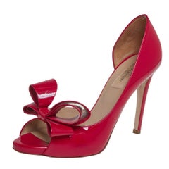 Valentino Red Patent Leather Bow D'orsay Pumps Size 38.5