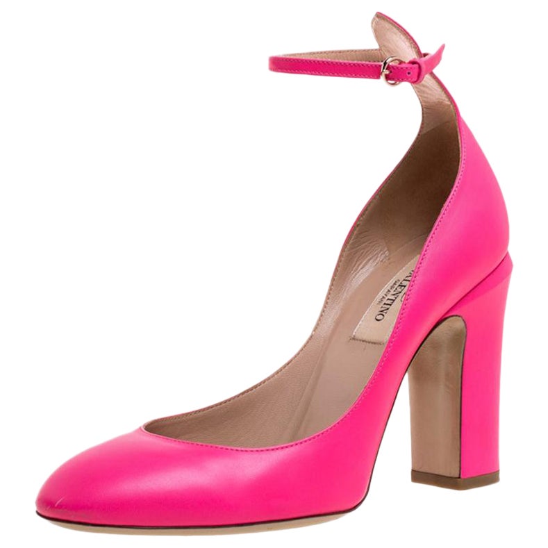 Valentino Pink Leather Tango Ankle Strap Pumps Size 36