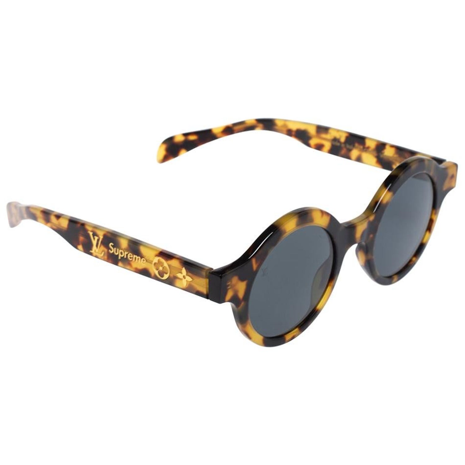 Louis Vuitton Silver Tone/Blue Z0750U Aman Round Sunglasses For Sale at  1stDibs