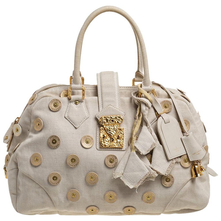 Louis Vuitton Light Beige Canvas Bowly Polka Dot Panama Bag At 1stdibs Louis Vuitton Light Beige Canvas Bowly Polka Dot Panama Bag At 1stdibs