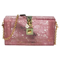 Dolce & Gabbana Pink Acrylic Lace Dolce Box Bag