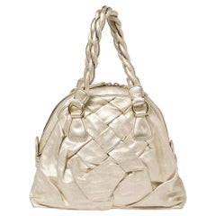 Valentino Metallic Gold Braided Handle Satchel