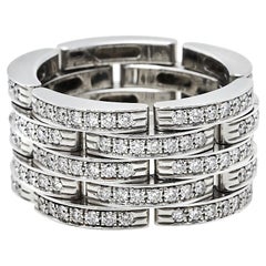 Cartier Maillon Panthère Diamond 18K White Gold 5 Row Ring Size 50