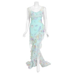 Vintage 2002 Christian Dior by Galliano Novelty Candy Print Silk Bias-Cut Gown