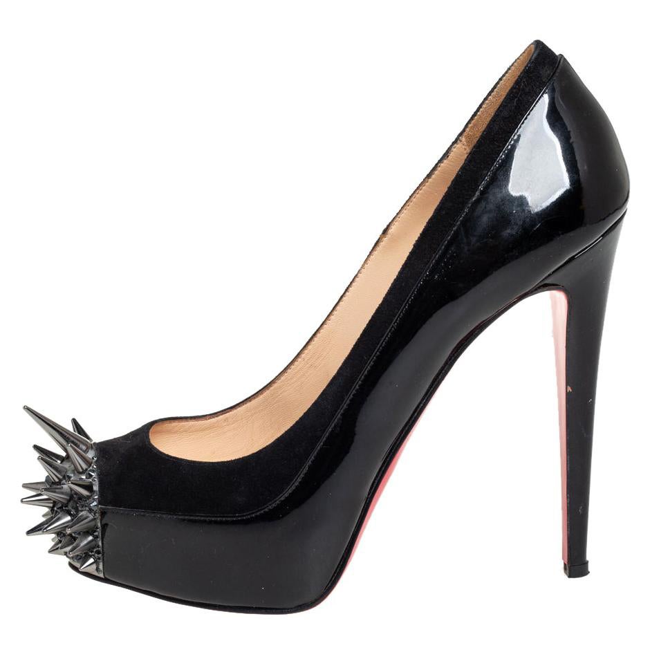 Christian Louboutin Black Patent Leather Asteroid Pumps Size 38