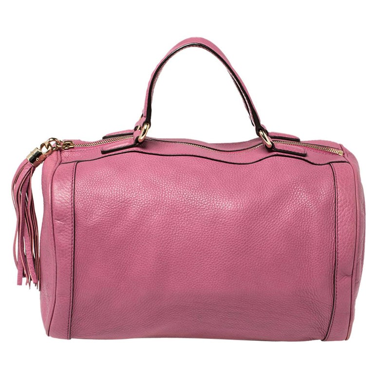 Gucci Pink Pebbled Leather Soho Boston Bag at 1stDibs