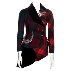 Vivienne Westwood red mixed wool tartan jacket and shorts suit, fw 1996