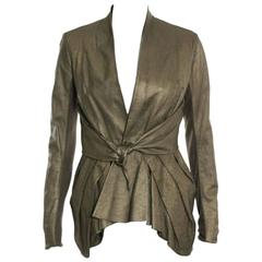 Rick Owens NEW Metallic Bronze Lamb Leather Tie Belt Day Evening Blazer Jacket