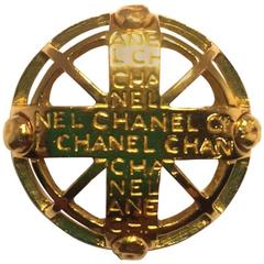 Vintage Chanel 1980s Gold Dome Brooch