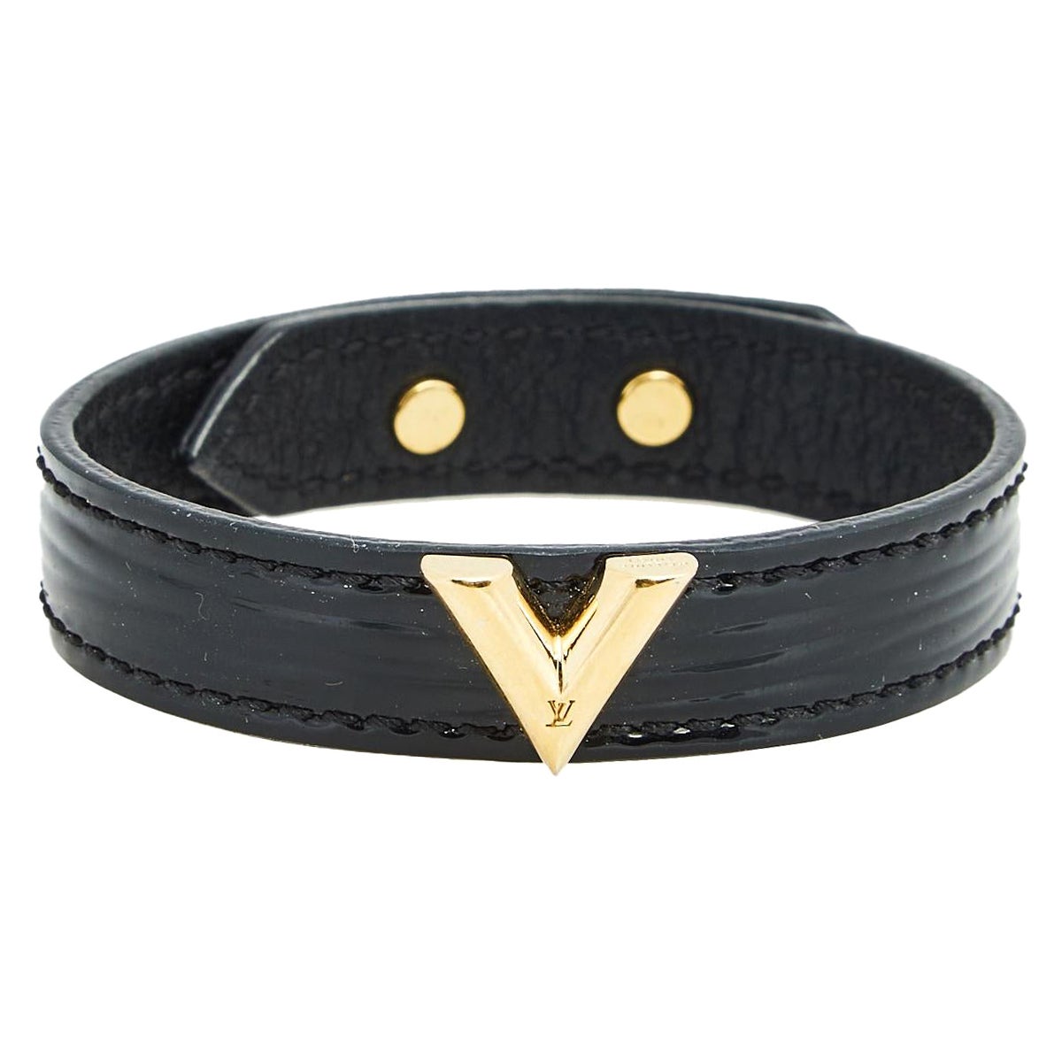 LOUIS VUITTON 'Essential V' Cuff Bracelet in Golden Finish Brass at 1stDibs   louis vuitton essential v cuff, louis vuitton essential v bracelet, louis  vuitton v cuff bracelet