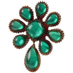 Aqua Green Talosel Pin Brooch executed by the workshop of Line Vautrin 4